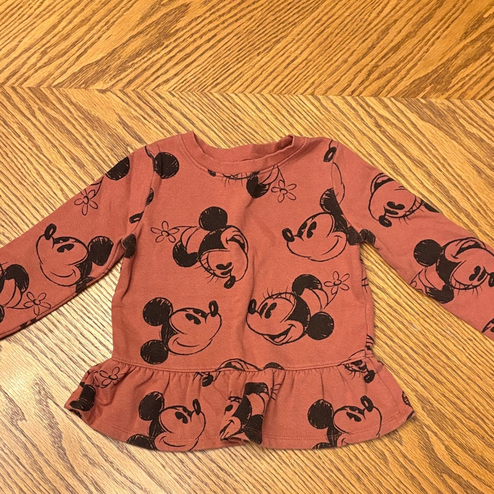 Disney Kids Long Sleeve Top with Mickey Mouse - Rust